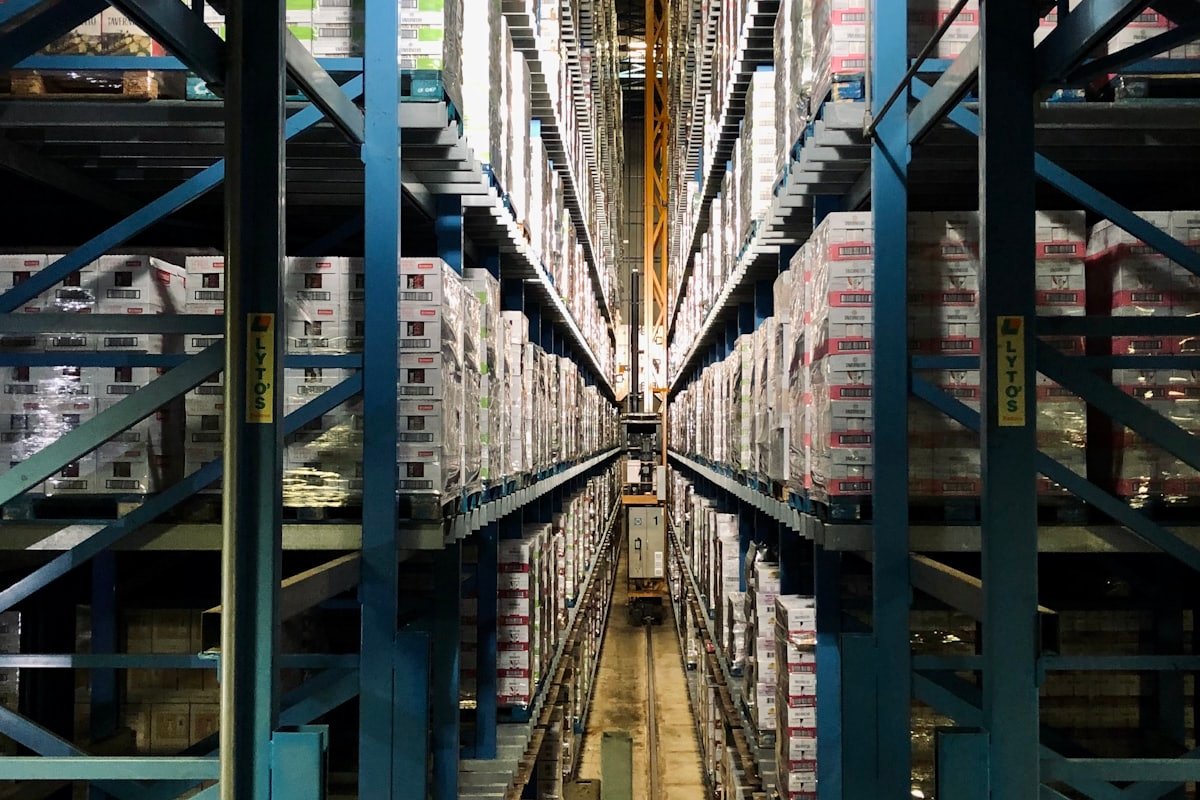 High-bay racking inside a food warehouse