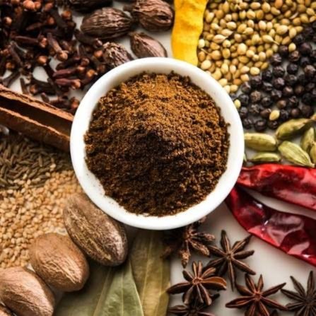 Ground spice blends in bowls